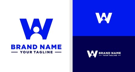 LETTER W LOGO PEOPLE NEGATIVE SPACE EDITABLE