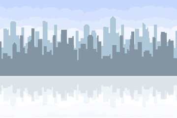 Fototapeta premium The old town against the backdrop of the metropolis. City landscape. Illustration of the old city against the backdrop of skyscrapers. Vector illustration.