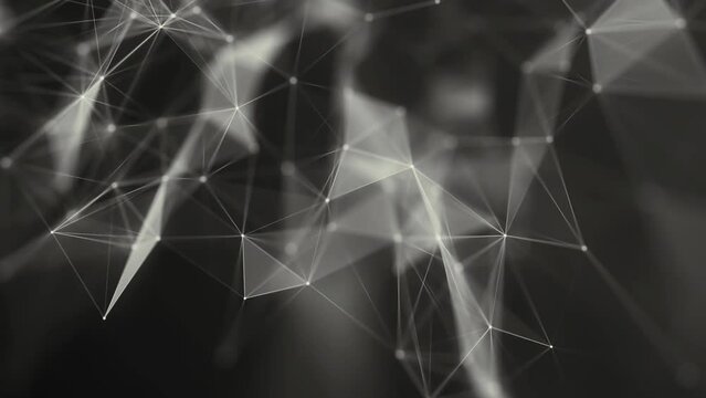 Plexus technology background from animated lines and dots. 3D seamless loop.
