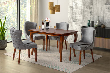 3D rendering of Dining room interior. interior design .dinning table