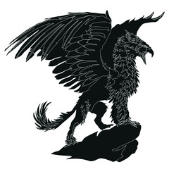 Vector image of a griffin, coat of arms, mascot, tattoo