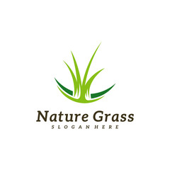 Nature Grass logo design vector, Creative Grass logo design Template Illustration