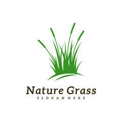 Nature Grass logo design vector, Creative Grass logo design Template Illustration