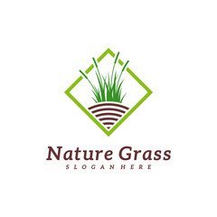 Nature Grass logo design vector, Creative Grass logo design Template Illustration