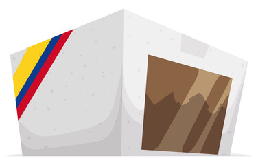 Ballot box with Colombia's flag color at the corner side, Vector illustration