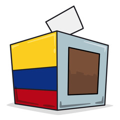 Vote and square shaped electoral box and Colombia's flag colors, Vector illustration