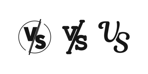 Versus battle emblem. Vs duel vector fight challenge.