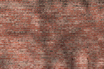 Old red brick wall background texture, free copy space.