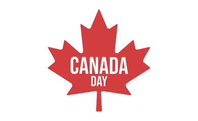 Happy Canada day. Canadian national anniversary badge. Red maple leaf.