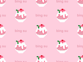 Bing su cartoon character seamless pattern on pink background.Pixel style