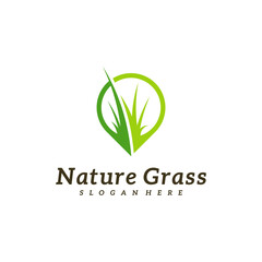 Grass Point logo design vector, Creative Grass logo design Template Illustration