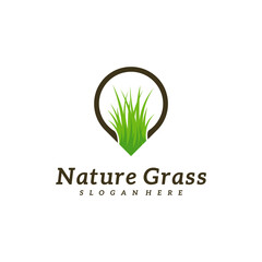 Grass Point logo design vector, Creative Grass logo design Template Illustration