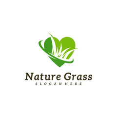 Love Grass logo design vector, Creative Grass logo design Template Illustration