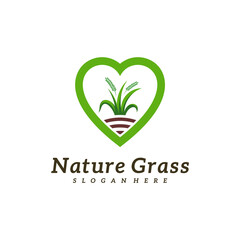 Love Grass logo design vector, Creative Grass logo design Template Illustration