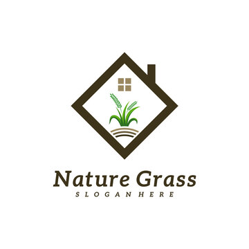 Grass Home logo design vector, Creative Grass logo design Template Illustration