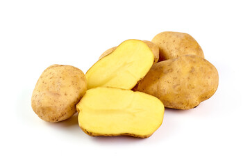 Young Fresh potatoes, organic potato, isolated on white background.