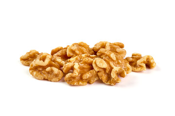 Walnut kernel, Nuts, isolated on white background.