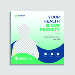 Healthcare banner and social media post or square banner and flyer template Vector