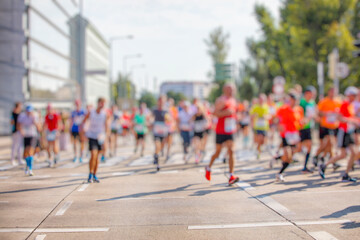 marathon runners in the city