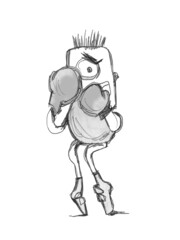 Fototapeta premium Robot boxer is ready to fight. Robot in a boxing stance.