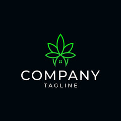 Cannabis house logo and leaf home icon Vector illustration