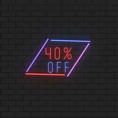 40% OFF red and blue purple neon with black brick background 