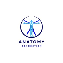 Human Body Connection Anatomy Circle Logo Vector Icon Illustration