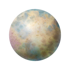 Abstract background in a circle. Planet watercolor illustration. Isolated drawing of the planet on a white background.