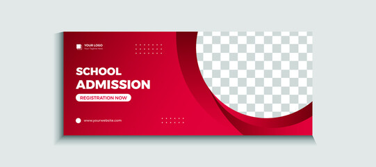 Back to school admission web banner or social media template Vector