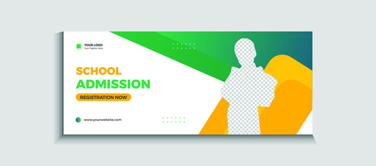 Back to school admission web banner or social media template Vector
