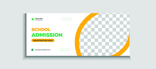 Back to school admission web banner or social media template Vector