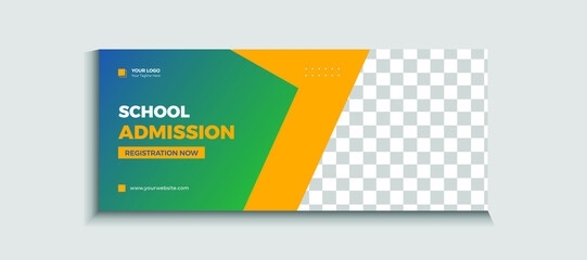 Back to school admission web banner or social media template Vector
