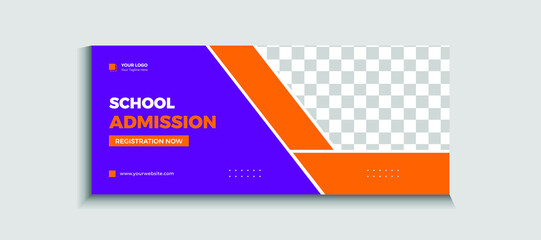 Back to school admission web banner or social media template Vector
