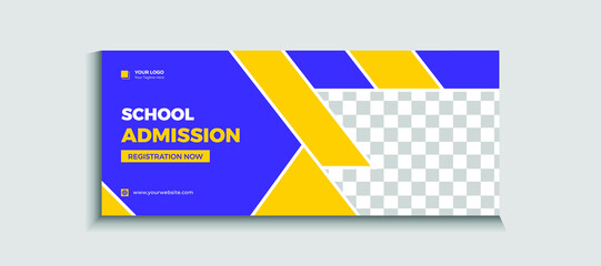 Back to school admission web banner or social media template Vector