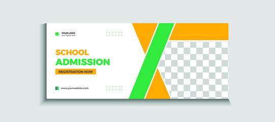 Back to school admission web banner or social media template Vector