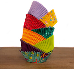 Colorful Mod Atomic Cupcake Liners in Wonky Stack