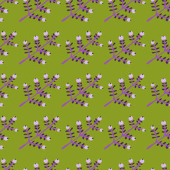 Hand drawn a sprig with berries seamless pattern. Branch with leaves and berry wallpaper.