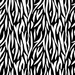 Monochrome tiger skin seamless pattern. Abstract zebra skin, stripes wallpaper.