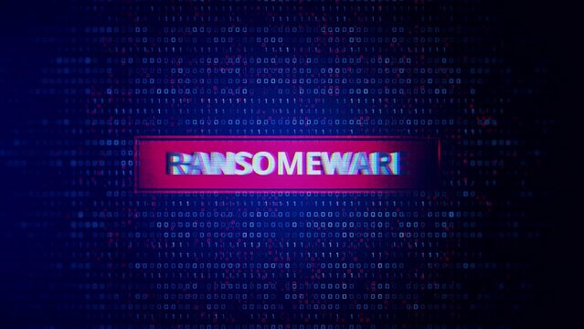 Ransomware glitch background loop Background Animation. Ransomware bad rabbit. System warning, hacking. Virus, malware, email fraud, e-mail spam, phishing scam, hacker attack