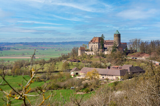 Colmberg, Bavaria, German, 04-13-2022, strong and well maintained medieval castle  of Colmberg, Franconia, Bavaria, Germany