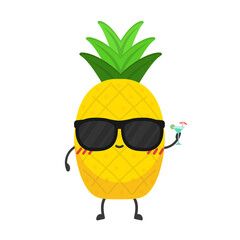 Pineapple character design. Pineapple on white background. 