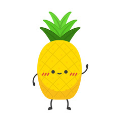 Pineapple character design. Pineapple on white background. 