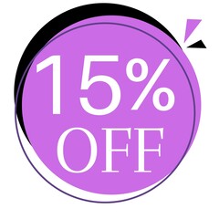 15% off Discount with purple and black design (discount ball) amazing attractive