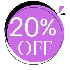 20% off Discount with purple and black design (discount ball) amazing attractive