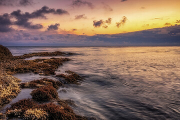 Sicilian morning coastal landscape near Mondello, Palermo in spring Italy in Europe at sunrise