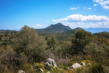 Fototapeta na wymiar Monte Pellegrino Sicilian Coastal Hills in spring Italy in Europe near Palermo