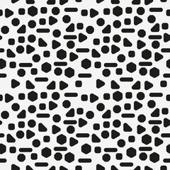 Rounded geometric shapes are repeated and arranged randomly throughout the canvas. Vector.