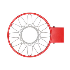Red basketball rim top view on a white background, 3d render