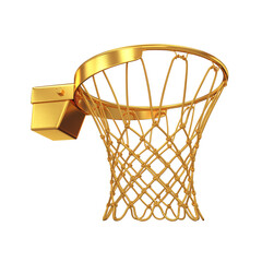 Obraz na płótnie Canvas Basketball rim in gold color bottom view on a white background, 3d render