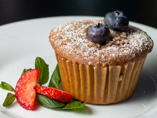 blueberry muffin with berries